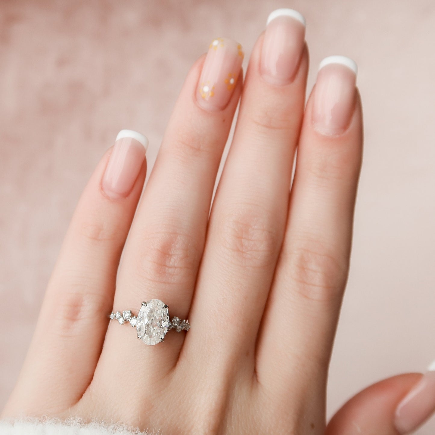 2.0 CT Oval Cut Hidden Halo Pave Style Moissanite Engagement Ring 11