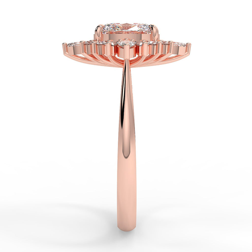 Cluster Engagement Ring Featuring 0.84 CT Oval Moissanite 9