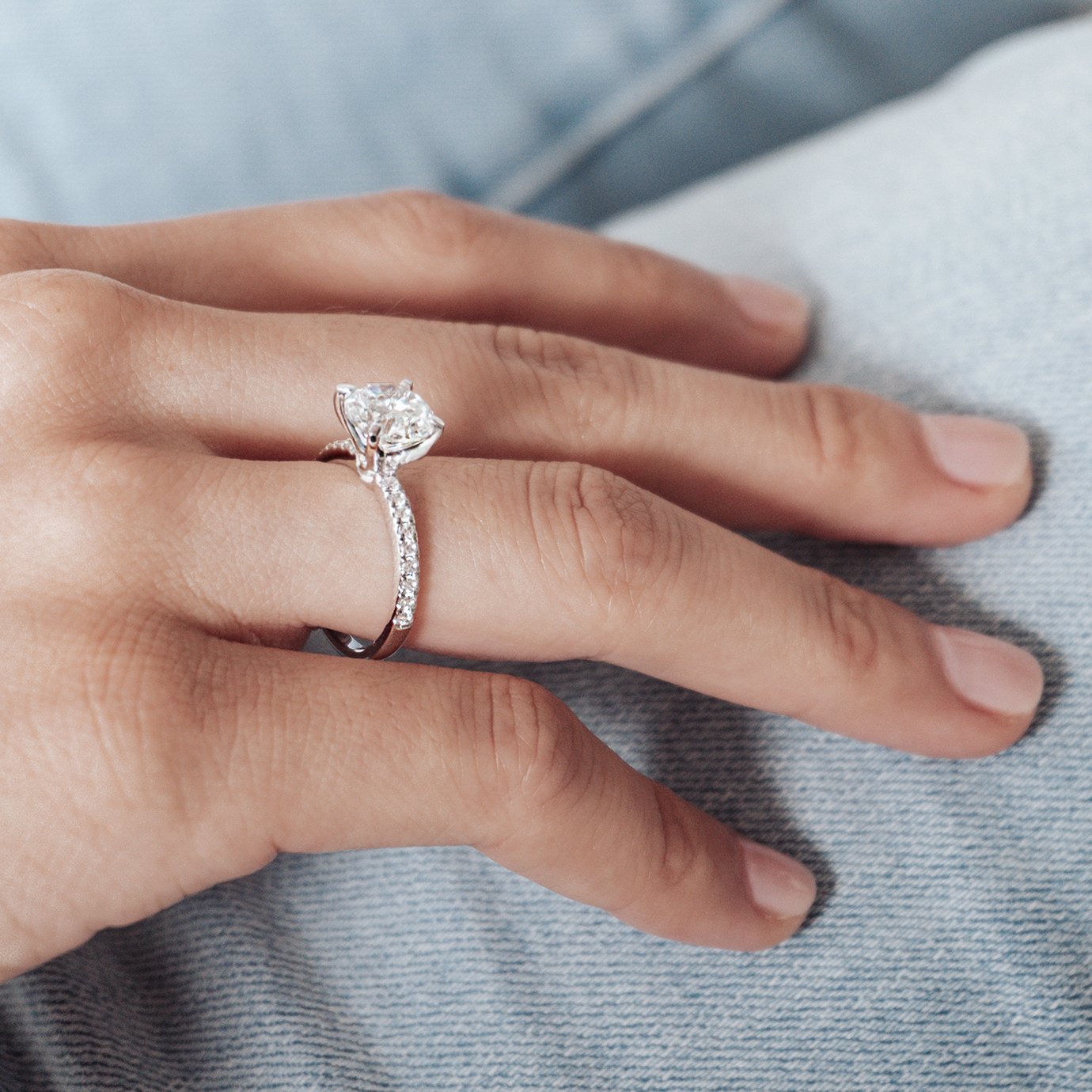 1.50 CT Round Shaped Moissanite Pave Setting Engagement Ring 5