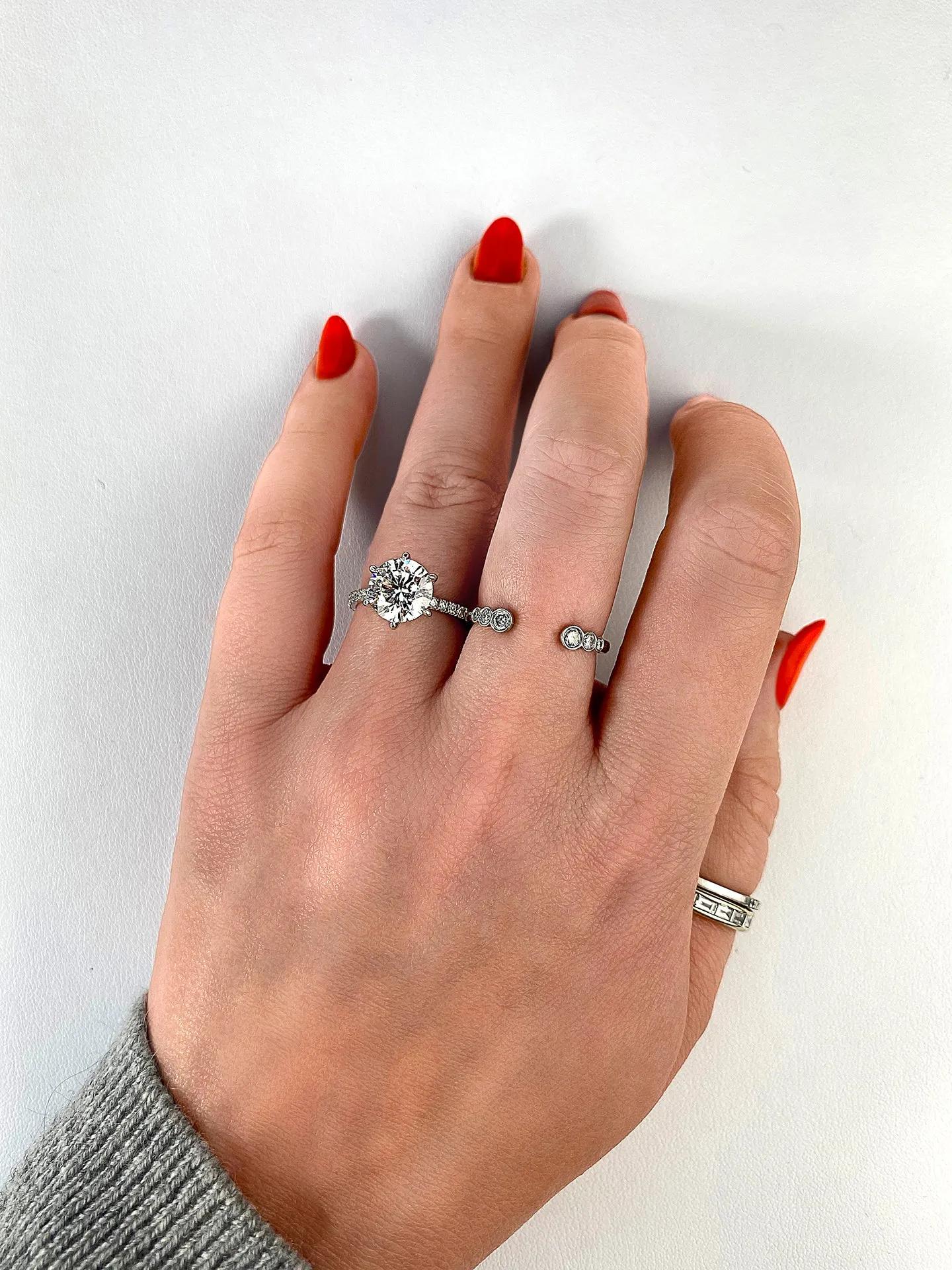 Pave Engagement Ring Featuring 2.0 CT Round Moissanite 22