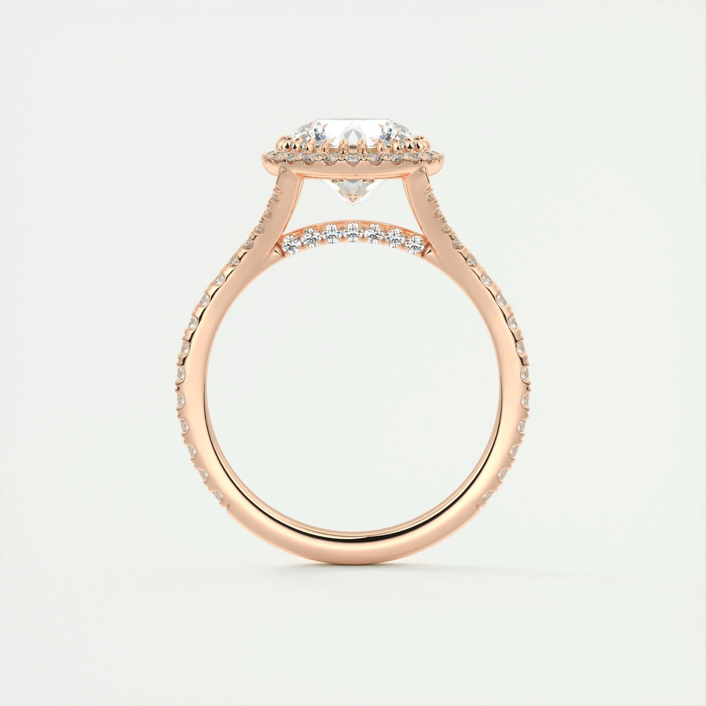 Halo Split Engagement Ring Featuring 2.0 CT Round Moissanite 18