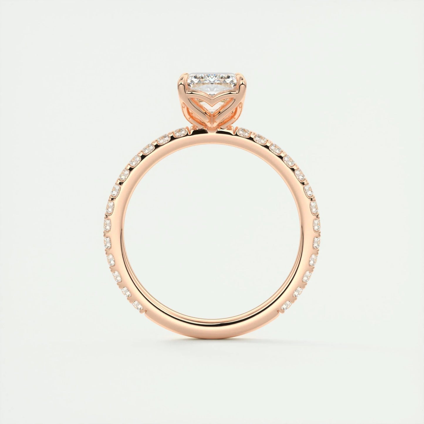 1.91 CT Emerald Shape Pave Moissanite Engagement Ring 19