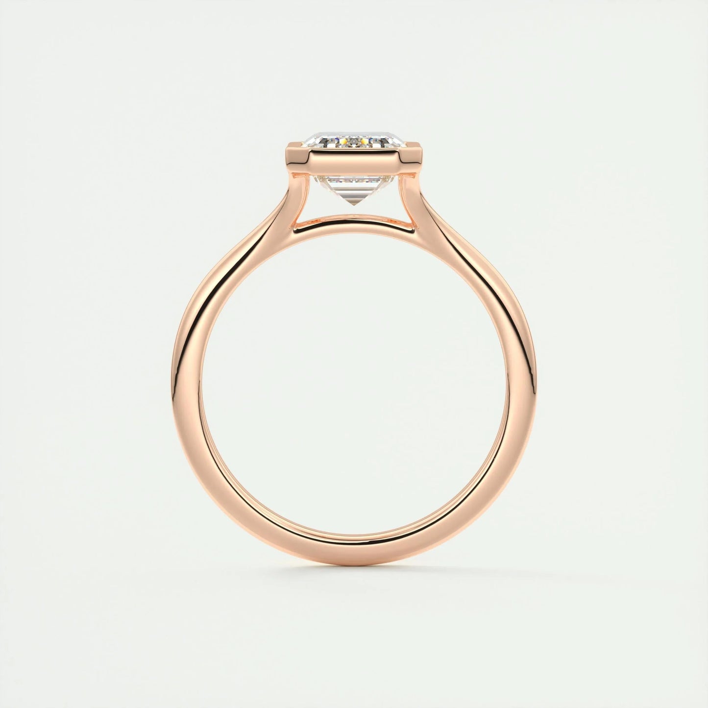 Solitaire Bezel Engagement Ring Featuring 2.03 CT Emerald Moissanite 21