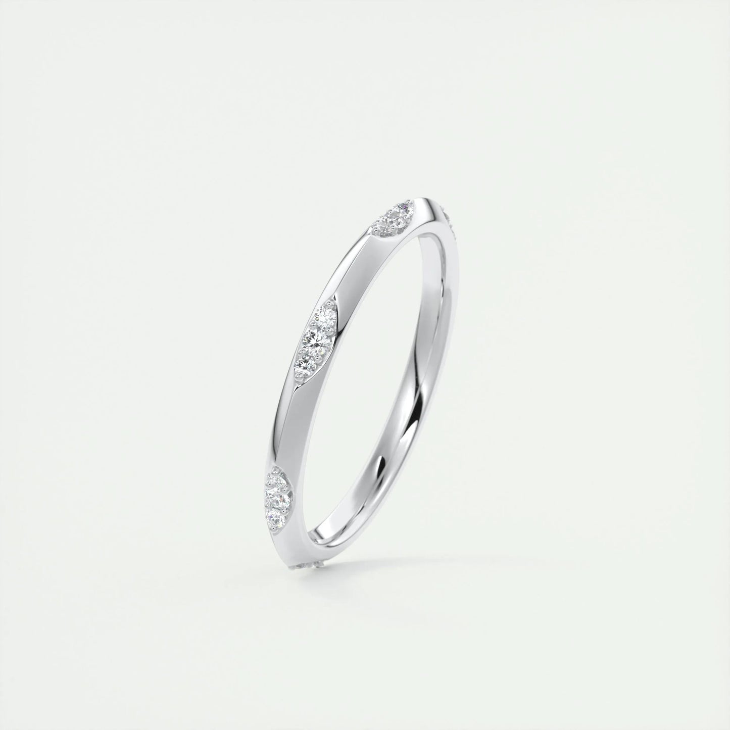 Flush Wedding Band Featuring 0.09 TCW Round Moissanite 15