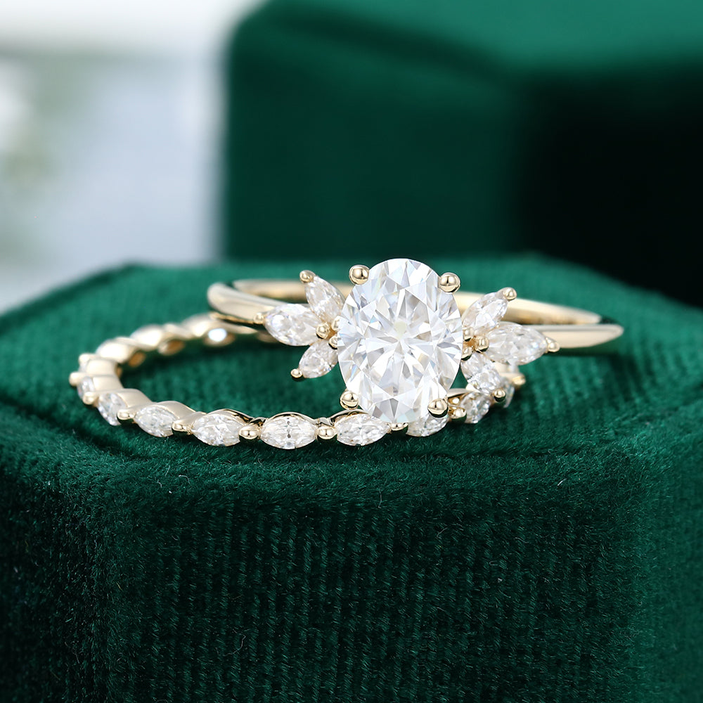 1.33 CT Oval Moissanite Cluster Bridal Ring Set (Ring Remake for Deborah) 5