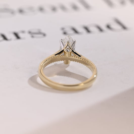 Stunning 1.0 - 2.0 CT Marquise Moissanite Engagement Ring Solitaire Style 5