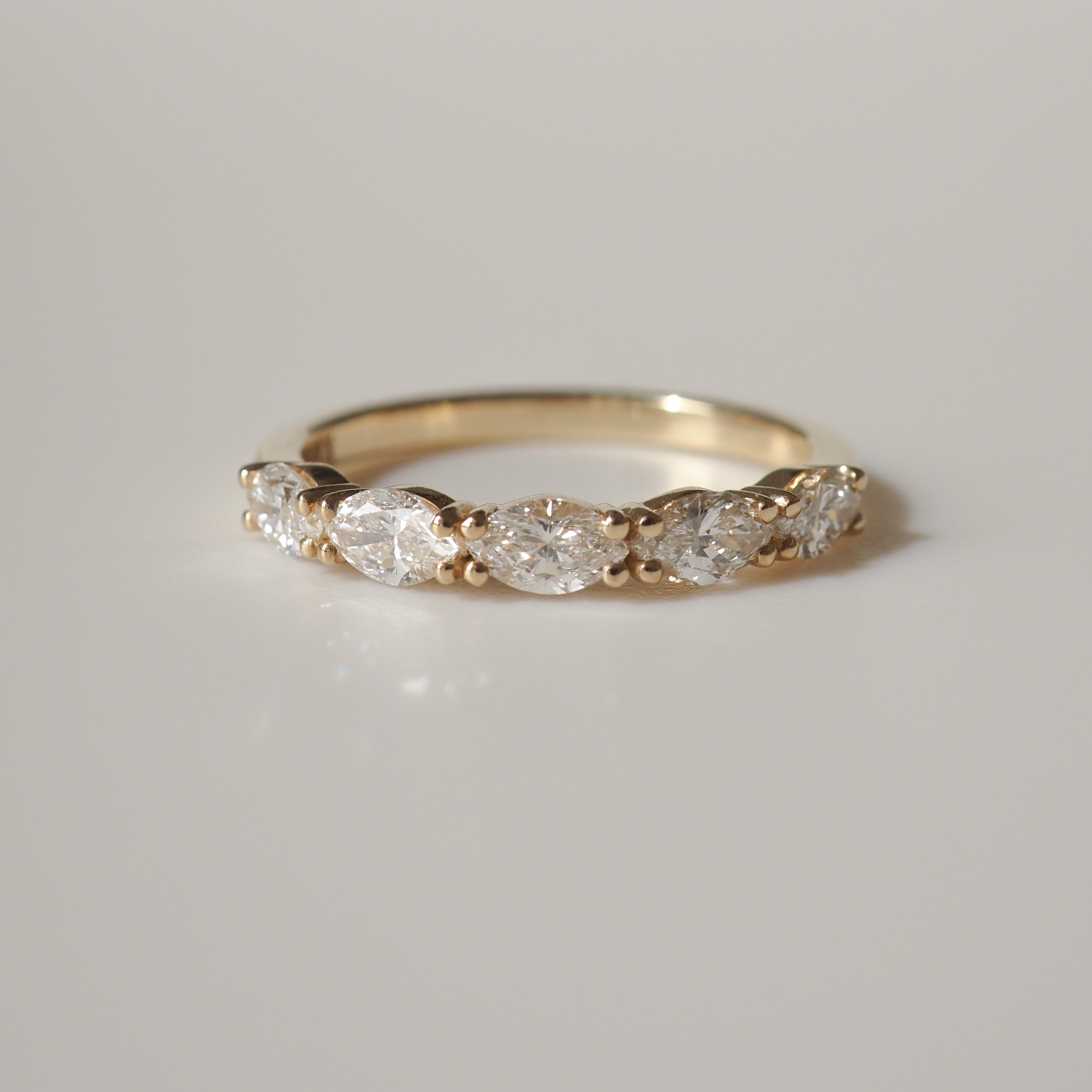 East West Wedding Band Featuring 1.0 TCW Marquise Moissanite 8