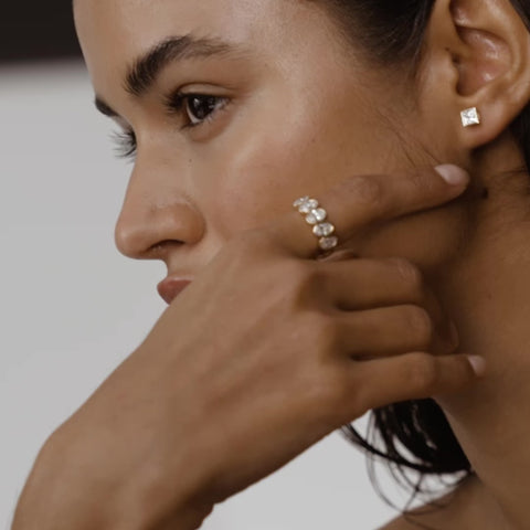 Five Stone Wedding Band Featuring 1.65 TCW Oval Moissanite 1