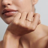 Tiny Solitaire Engagement Ring Featuring 0.15 CT Pear Moissanite