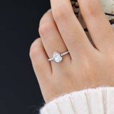 Pear Bezel & Pave Lab-Grown Diamond Engagement Ring