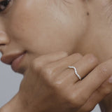 Curved Wedding Band Featuring 0.20 TCW Round Moissanite 7