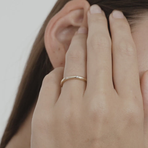 Flush Setting Wedding Band Featuring 0.08 TCW Round Moissanite 4