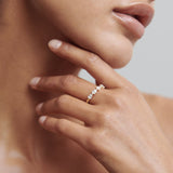 Half Eternity Wedding Band Featuring 1.0 TCW Pear Moissanite 2