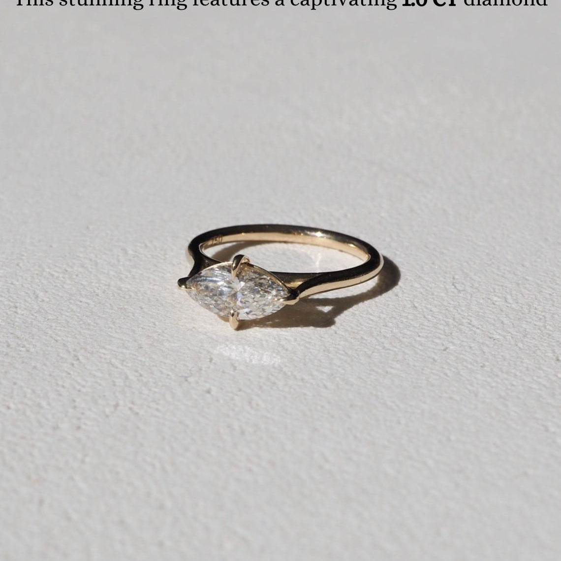 Solitaire Engagement Ring Featuring 1.0 CT Marquise Moissanite 4