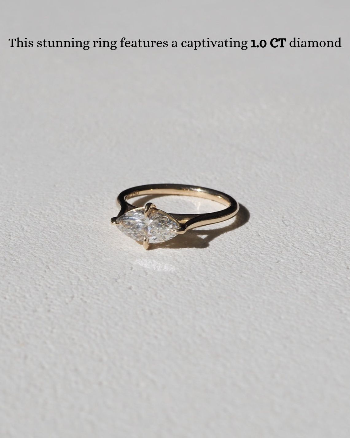 Solitaire Engagement Ring Featuring 1.0 CT Marquise Moissanite 4