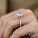 Oval Halo & Pave Lab Grown Diamond Engagement Ring
