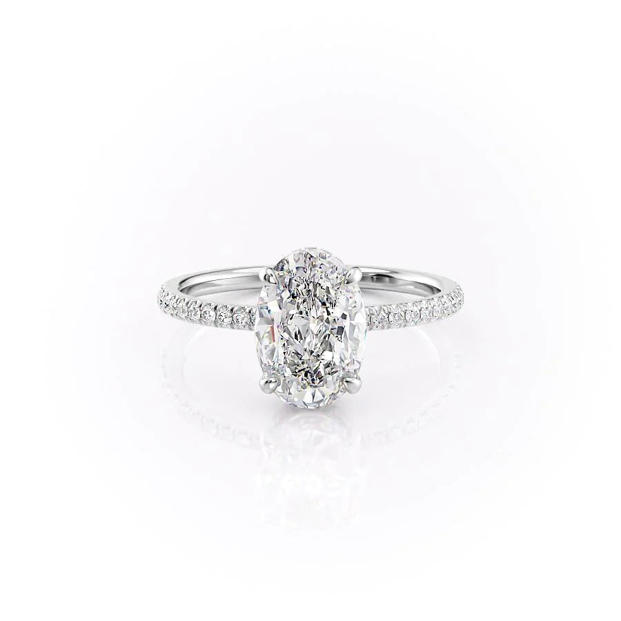 Hidden Halo Engagement Ring Featuring 3.0 CT Oval Moissanite 1