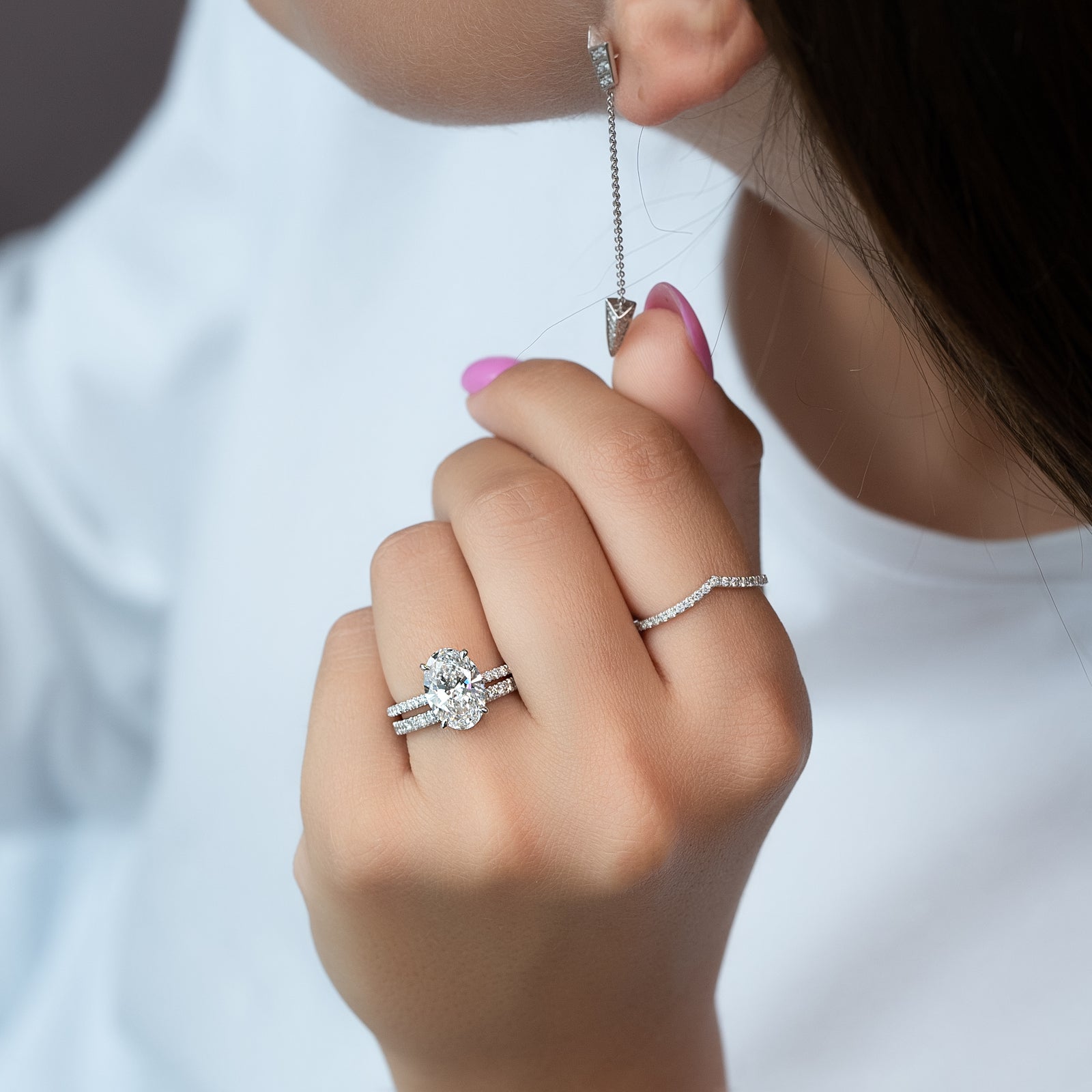 Hidden Halo Engagement Ring Featuring 3.0 CT Oval Moissanite 4