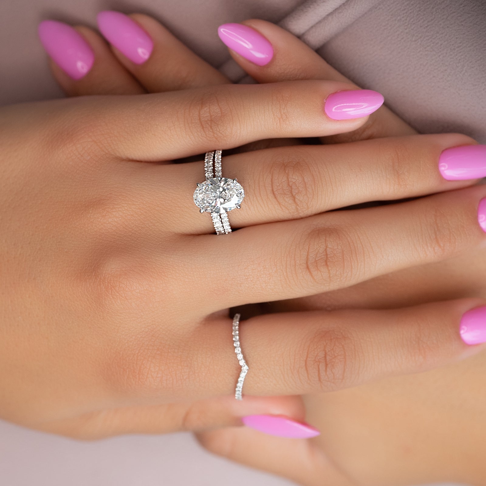 Hidden Halo Engagement Ring Featuring 3.0 CT Oval Moissanite 3