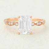 Emerald Vintage Pave Lab-Grown Diamond Engagement Ring