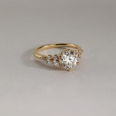 Round Cluster Lab Grown Diamond Engagement Ring