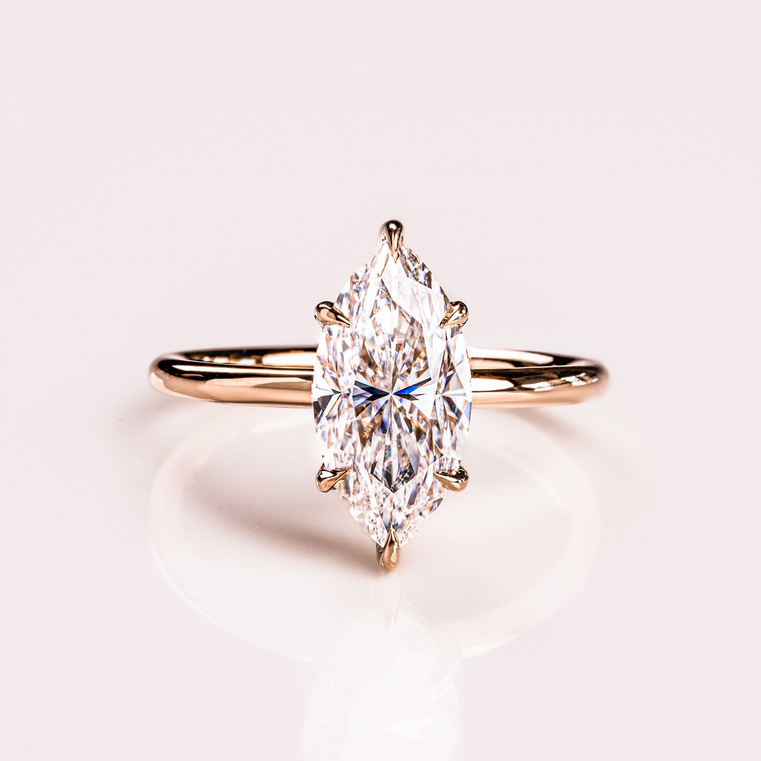 Marquise Hidden Halo Lab Grown Diamond Engagement Ring