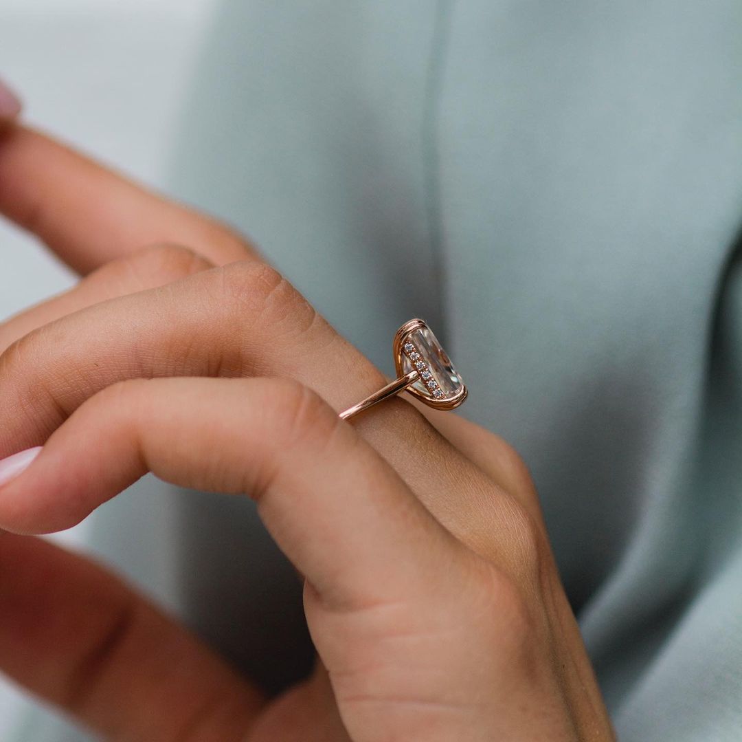 3.90 CT Radiant Hidden Halo Moissanite Engagement Ring