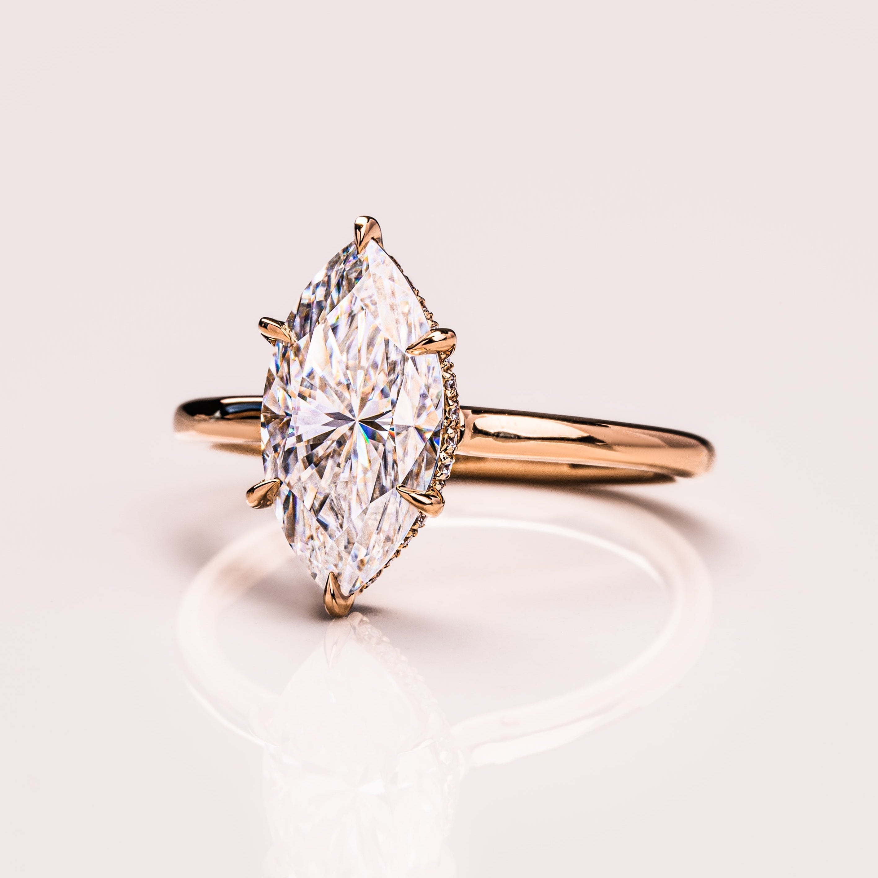 Marquise Hidden Halo Lab Grown Diamond Engagement Ring