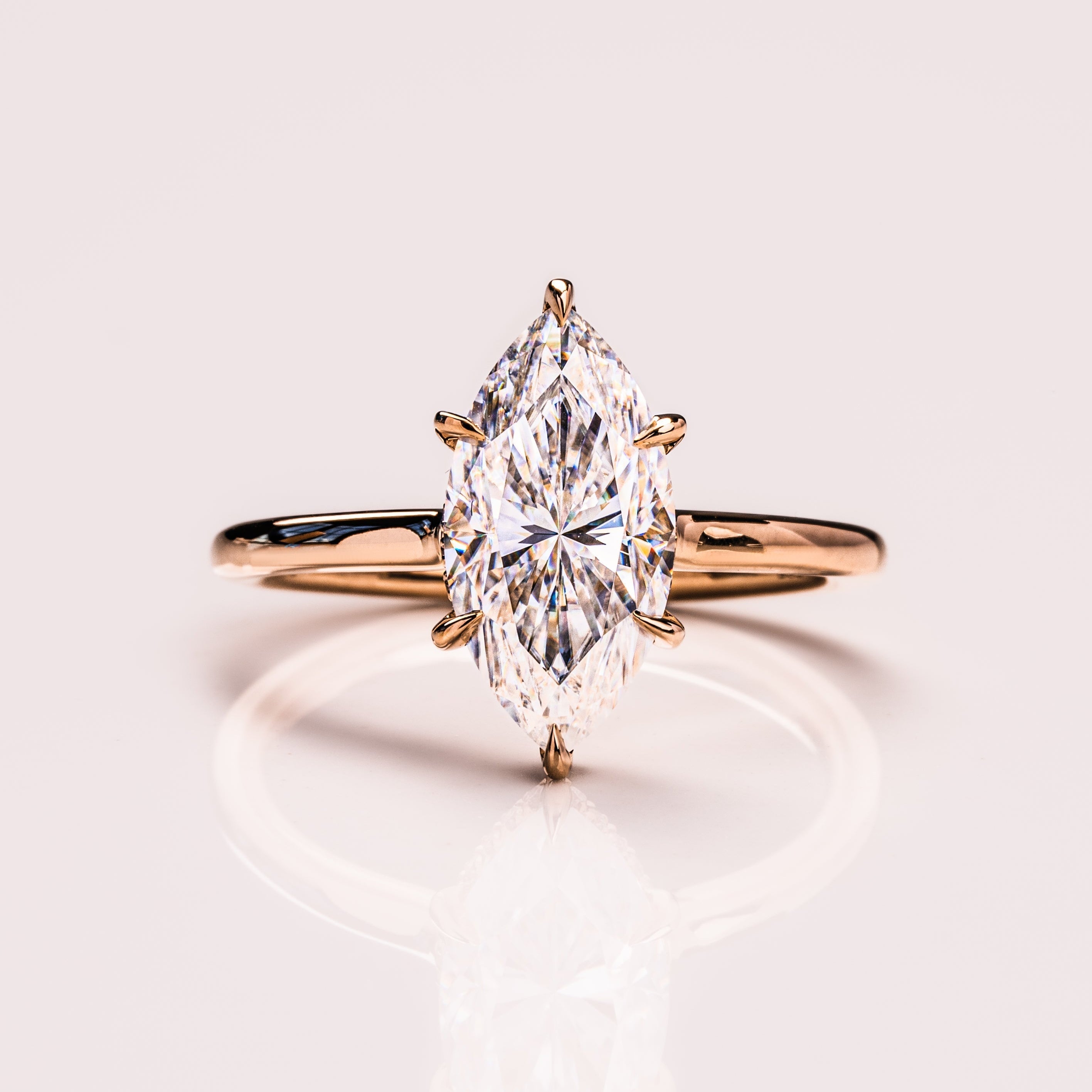 Marquise Hidden Halo Lab Grown Diamond Engagement Ring