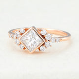 Princess Bezel & Cluster Lab-Grown Diamond Engagement Ring