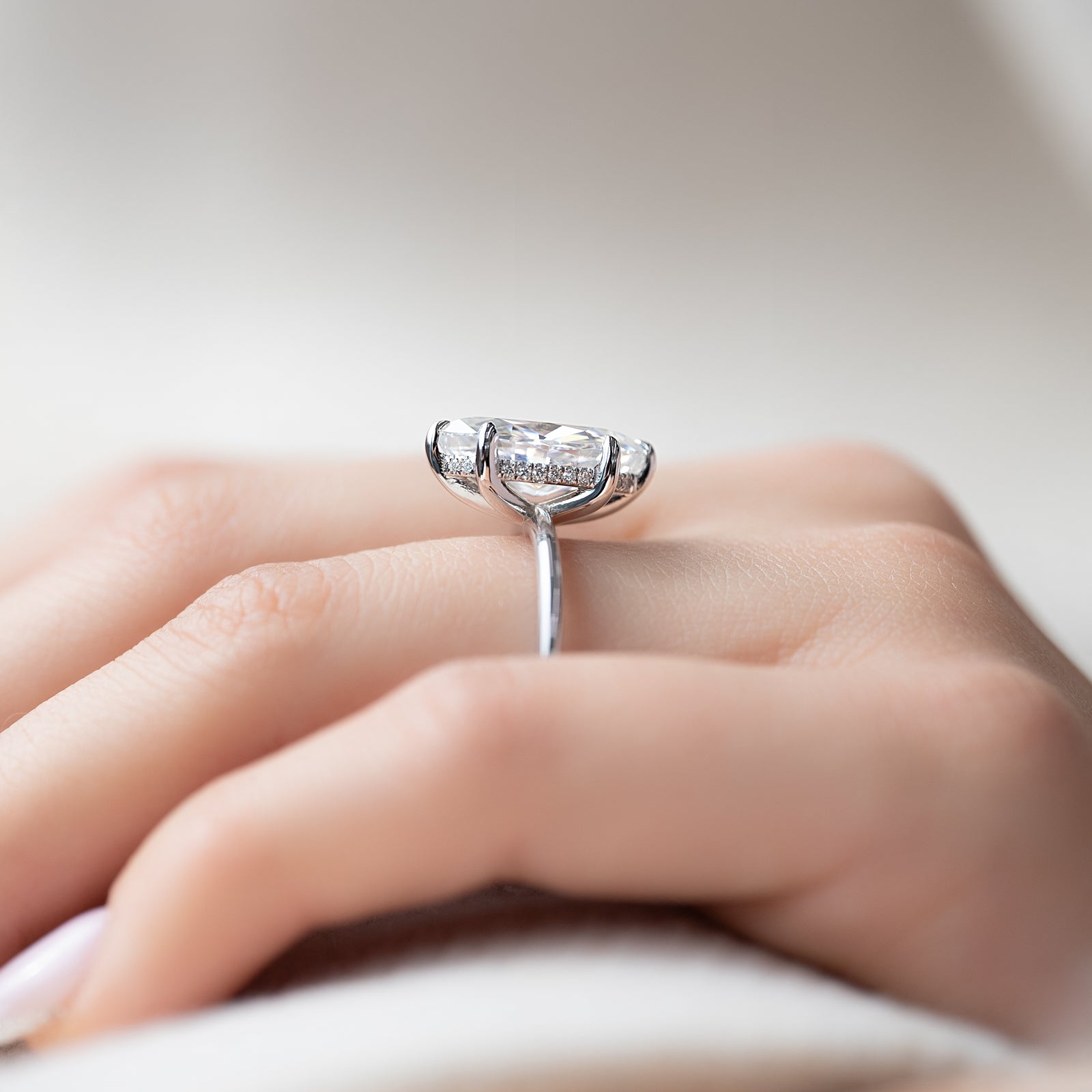 Hidden Halo Engagement Ring Featuring 3.0 CT Marquise Moissanite 5