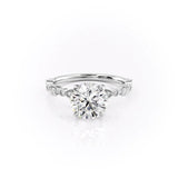 Milgrain Pave Engagement Ring Featuring 2.0 CT Round Moissanite 1