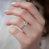 Milgrain Pave Engagement Ring Featuring 2.0 CT Round Moissanite 4