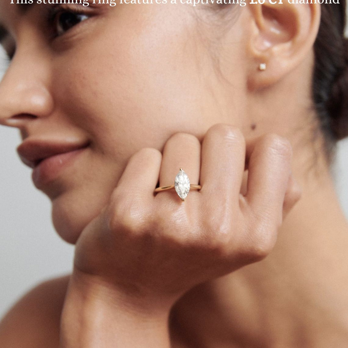 Solitaire Engagement Ring Featuring 1.0 CT Marquise Moissanite 2