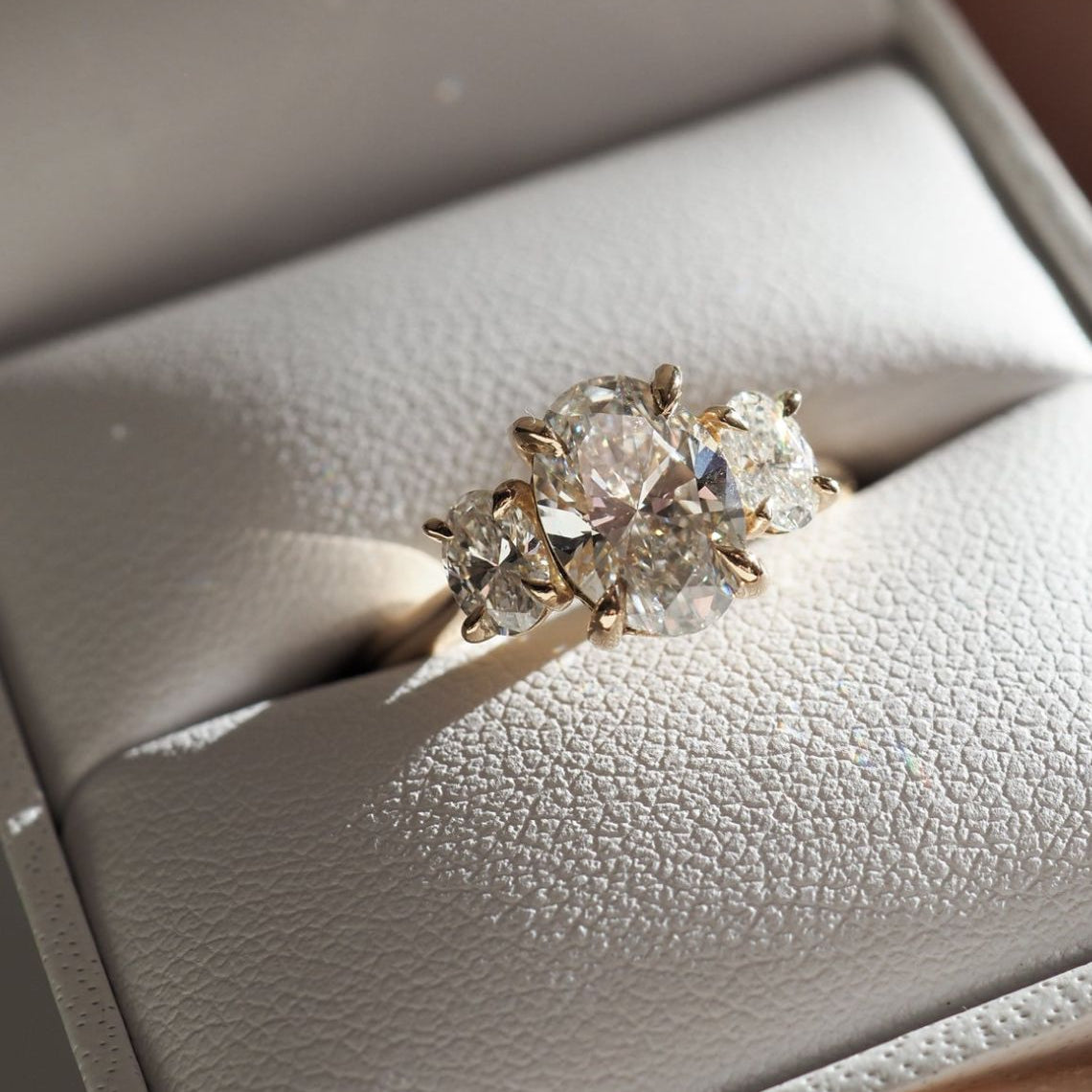 1.0 CT Oval Moissanite Three Stone Style Engagement Ring - farrellouise