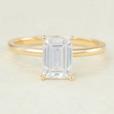 Emerald Solitaire Lab-Grown Diamond Engagement Ring