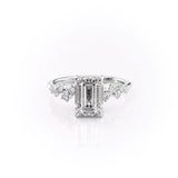 Hidden Halo Engagement Ring Featuring 3.5 CT Emerald Moissanite 1