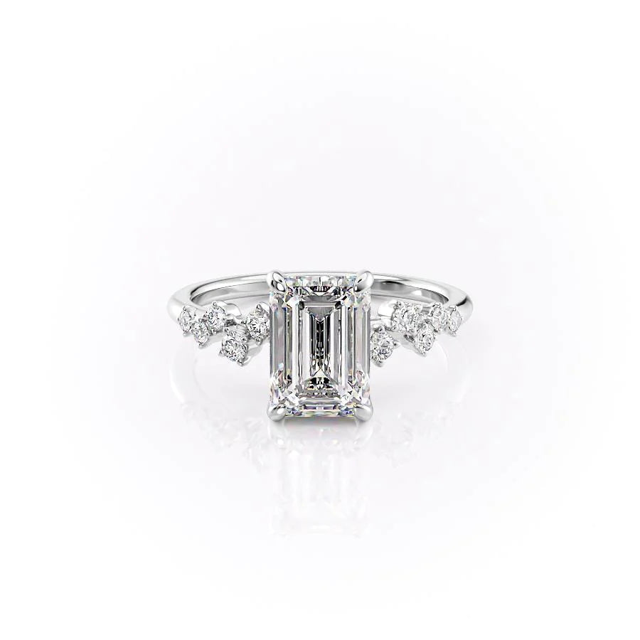Hidden Halo Engagement Ring Featuring 3.5 CT Emerald Moissanite 1