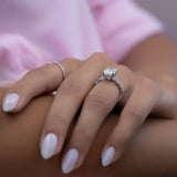 Hidden Halo Engagement Ring Featuring 3.5 CT Emerald Moissanite 5