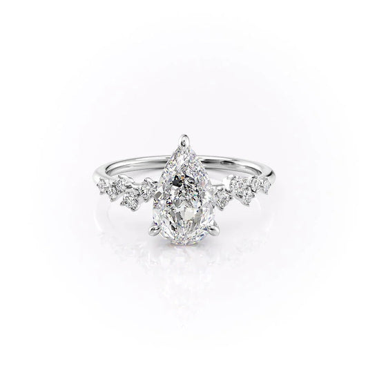 Cluster Engagement Ring Featuring 1.0 CT Pear Moissanite 1