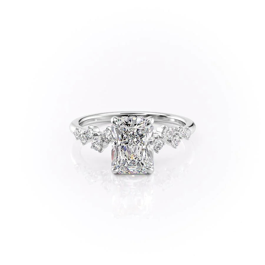 Hidden Halo & Cluster Engagement Ring Featuring 3.0 CT Radiant Moissanite 1