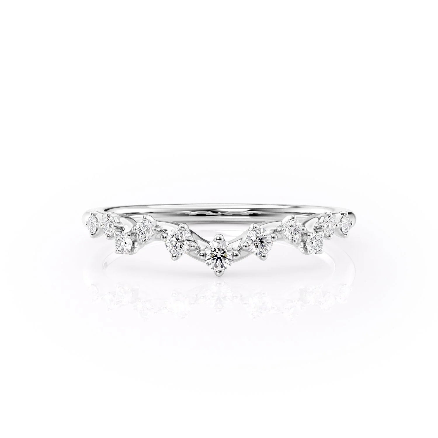 Curved Wedding Band Featuring 0.20 TCW Round Moissanite 1