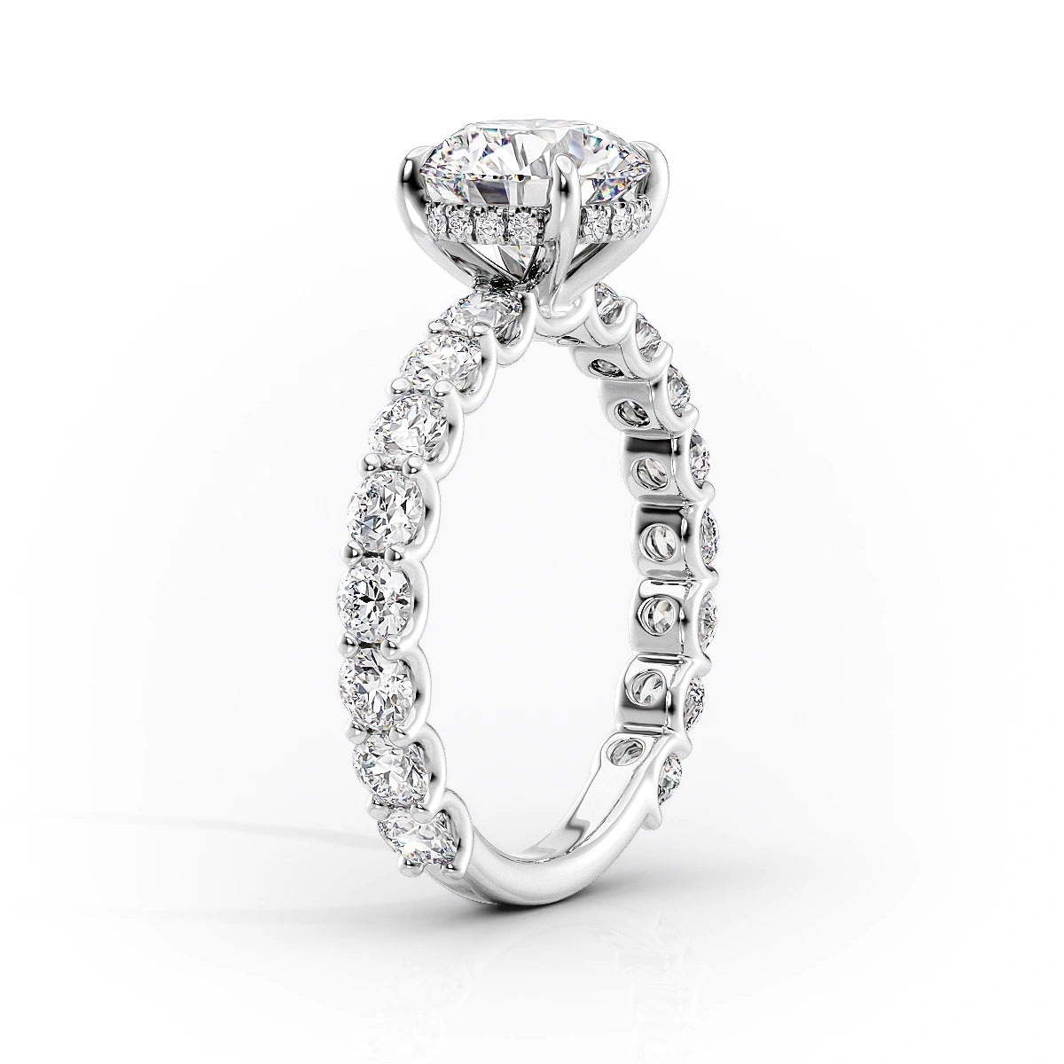 Hidden Halo & Pave Engagement Ring Featuring 1.0 CT Pear Moissanite 2