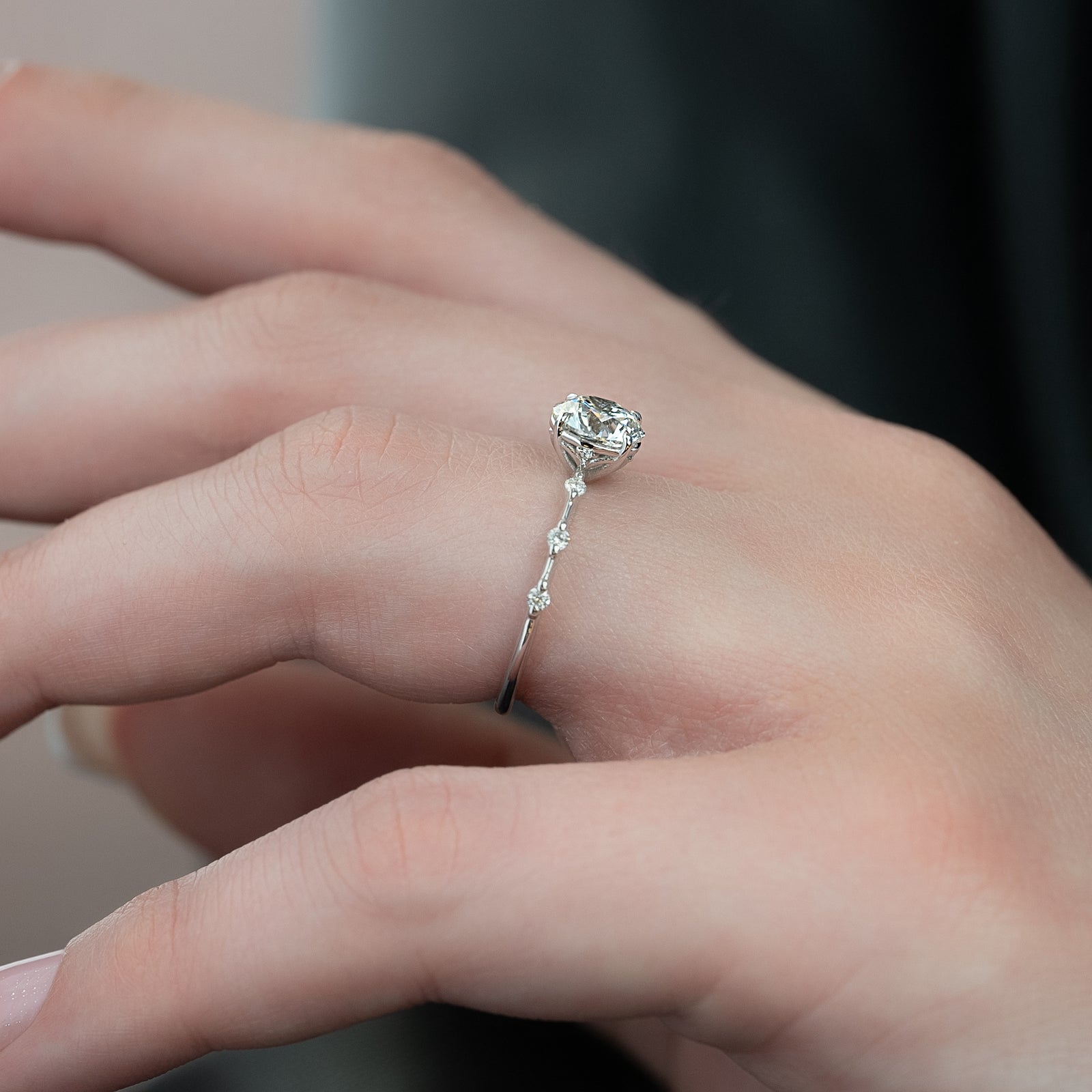 Dainty Pave Engagement Ring Featuring 1.50 CT Round Moissanite 4