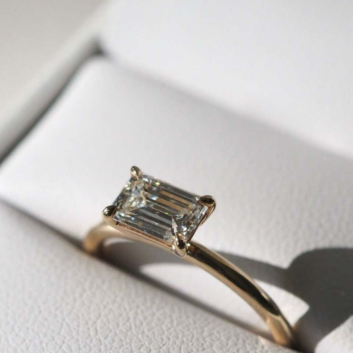 Solitaire Engagement Ring Featuring 1.0 CT East-West Oval Moissanite 2