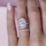 Oval Halo & Pave Lab Grown Diamond Engagement Ring