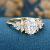 Oval Cluster Lab Grown Diamond Engagement Ring
