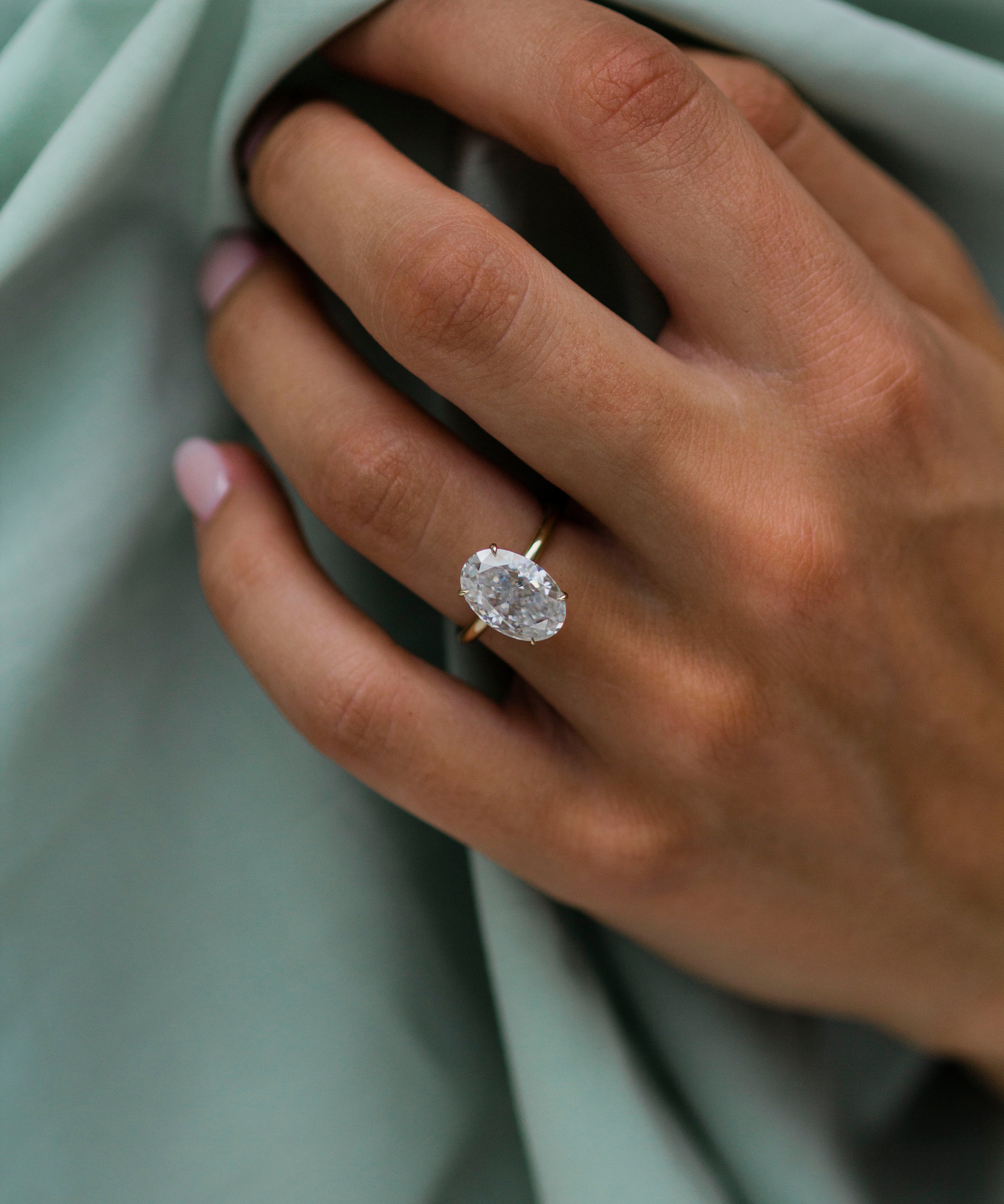 4.0 CT Oval Solitaire Moissanite Engagement Ring 1