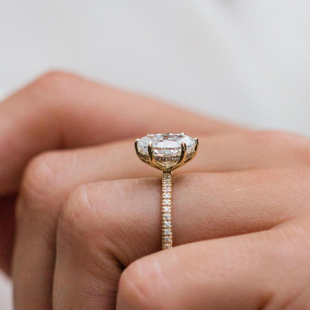 2.50 CT Oval Hidden Halo Moissanite Engagement Ring