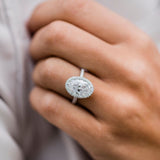 Oval Halo & Pave Lab Grown Diamond Engagement Ring